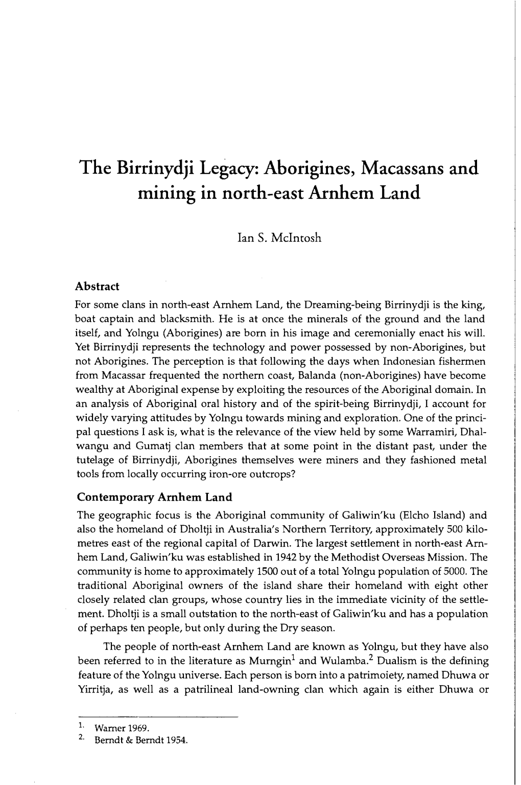 Aborigines, Macassans and Mining in North-East Arnhem Land