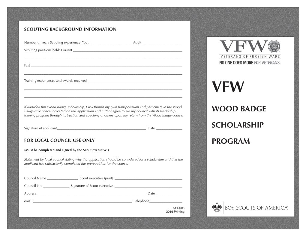 VFW Wood Badge Scholarship Program