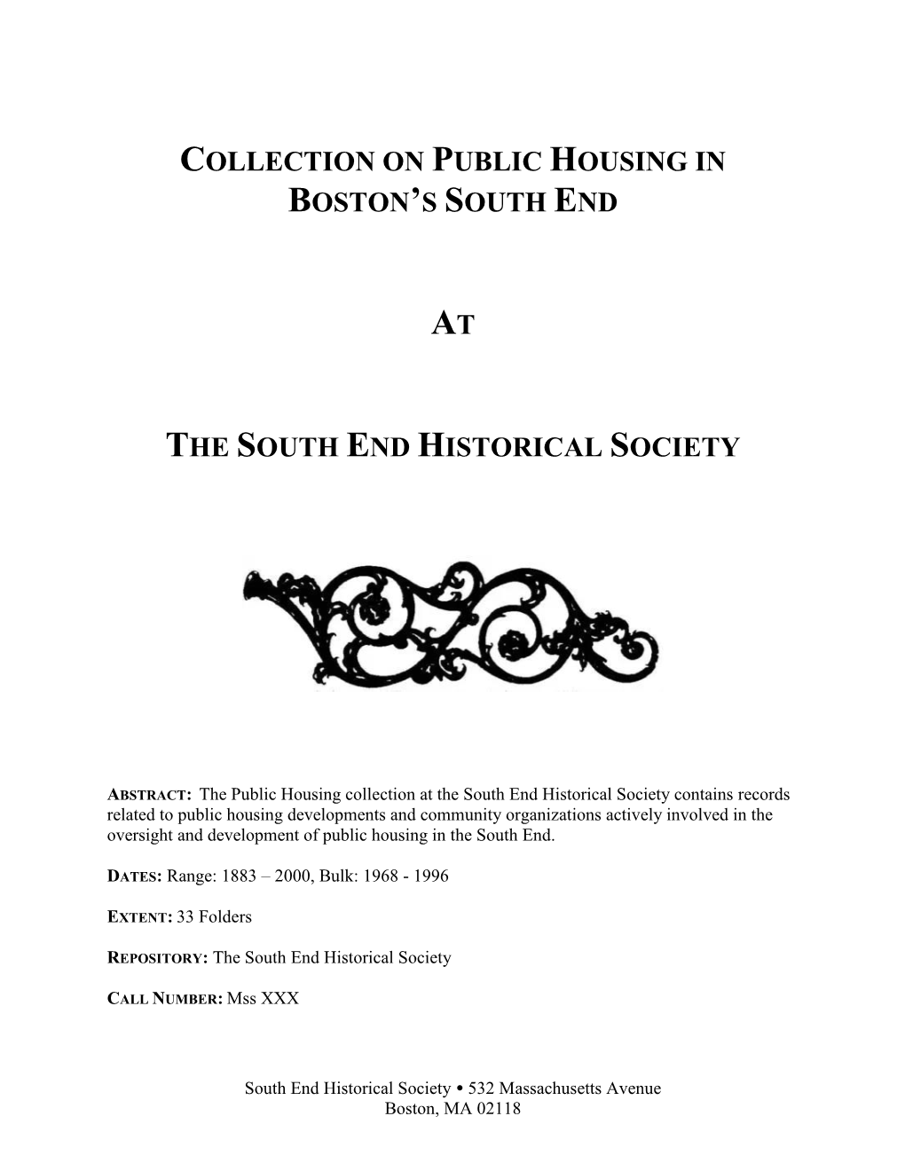 Collection on Public Housing in Boston's South