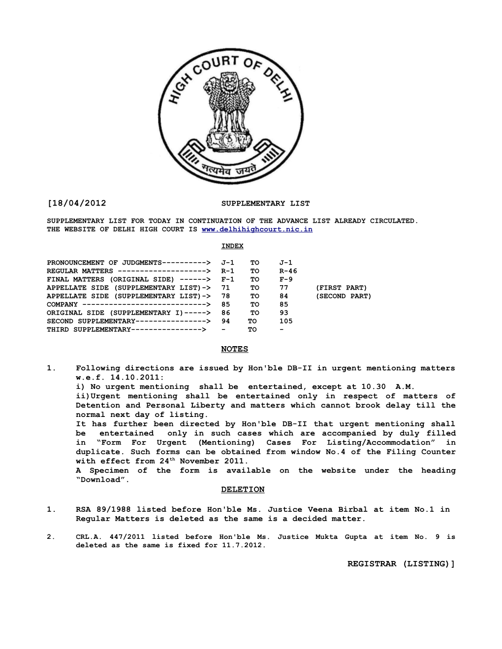 [18/04/2012 Notes Deletion Registrar (Listing)]