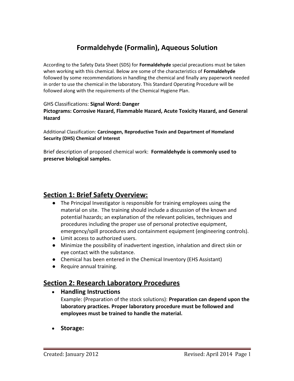 Standard Operating Procedure Template s4