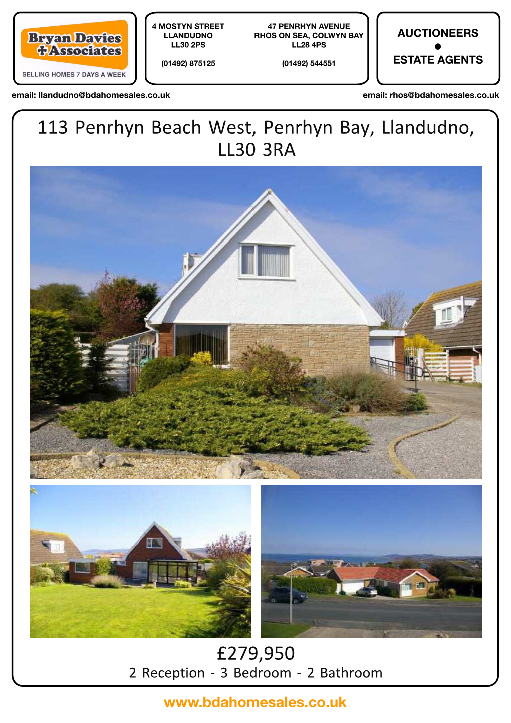 113 Penrhyn Beach West, Penrhyn Bay, Llandudno, LL30 3RA £279,950