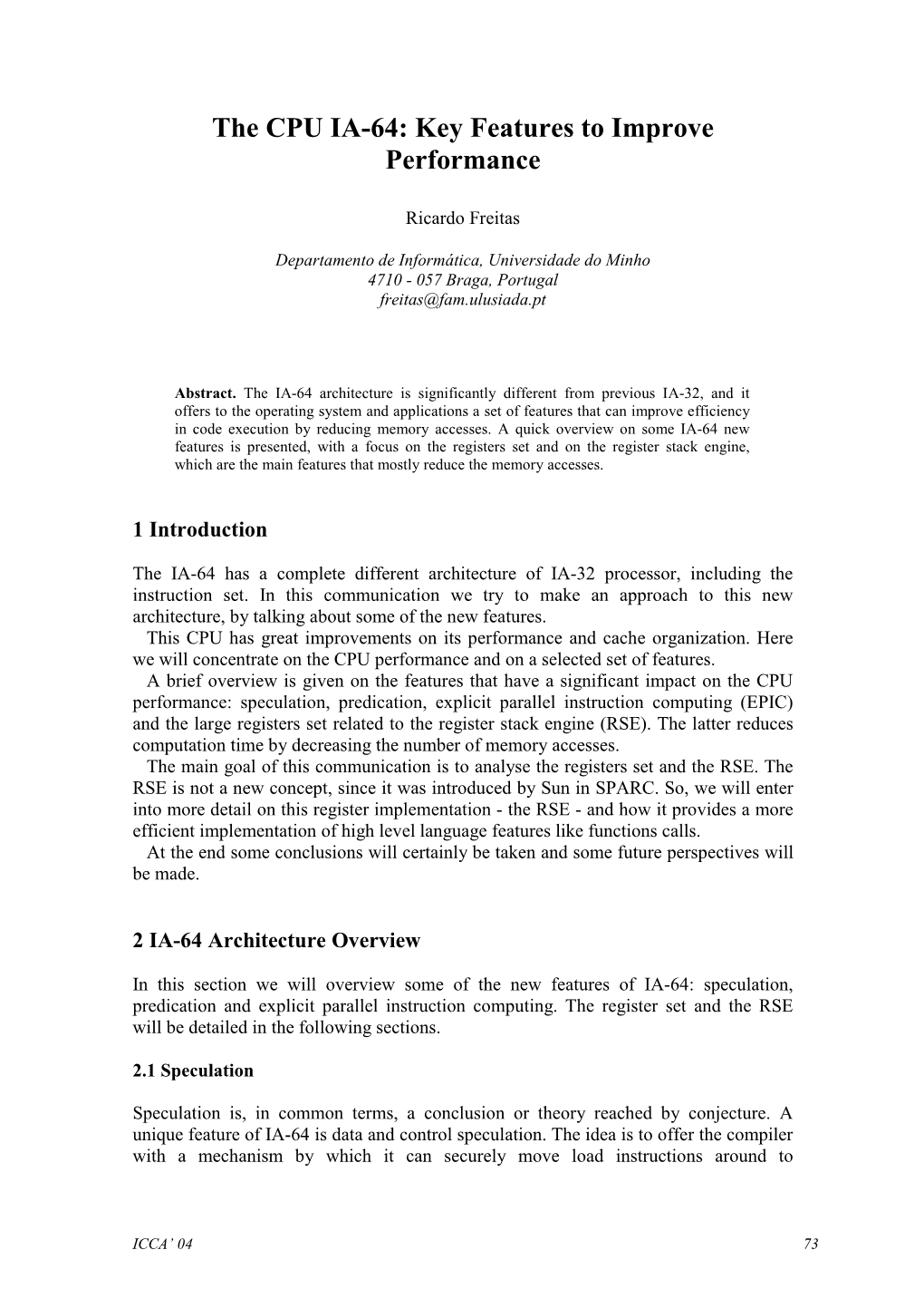 The CPU IA-64: Key Features to Improve Performance