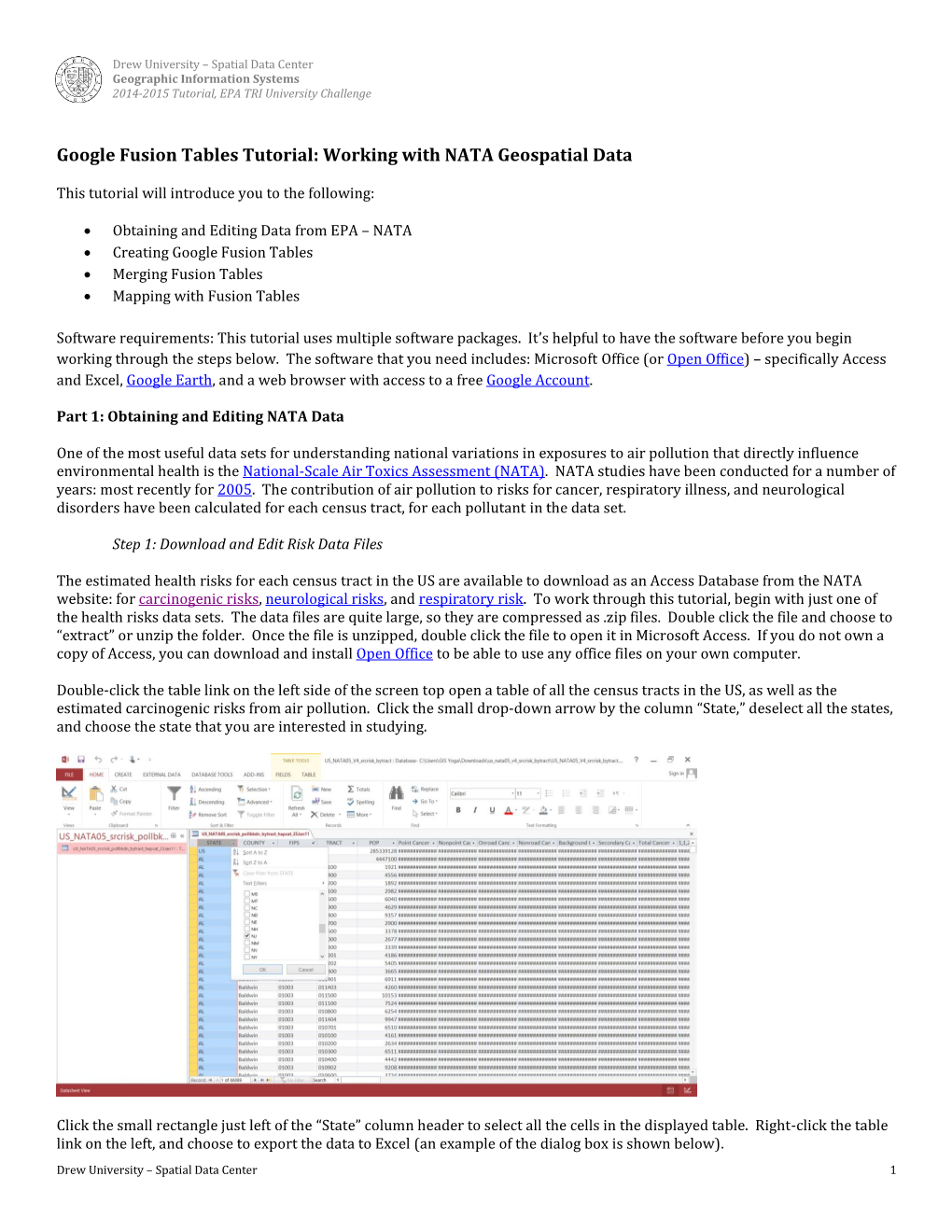 Google Fusion Tables Tutorial: Working with NATA Geospatial Data