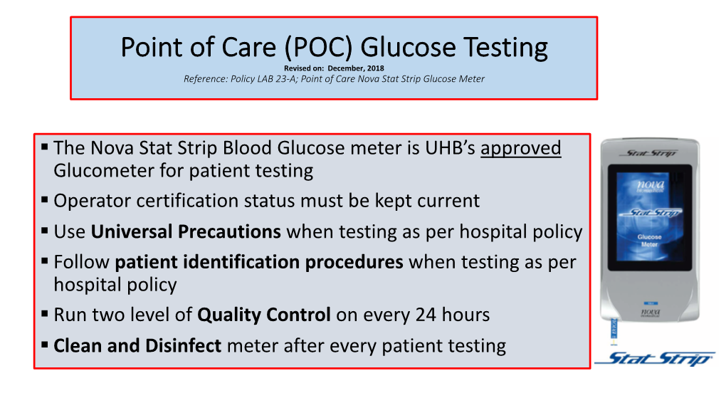 Nova Stat Strip Blood Glucose Meter Re-Certification 2019