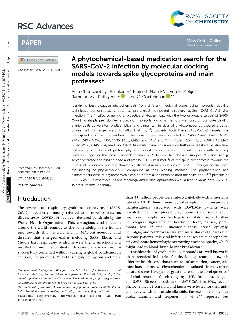 A Phytochemical-Based Medication Search for the SARS-Cov-2