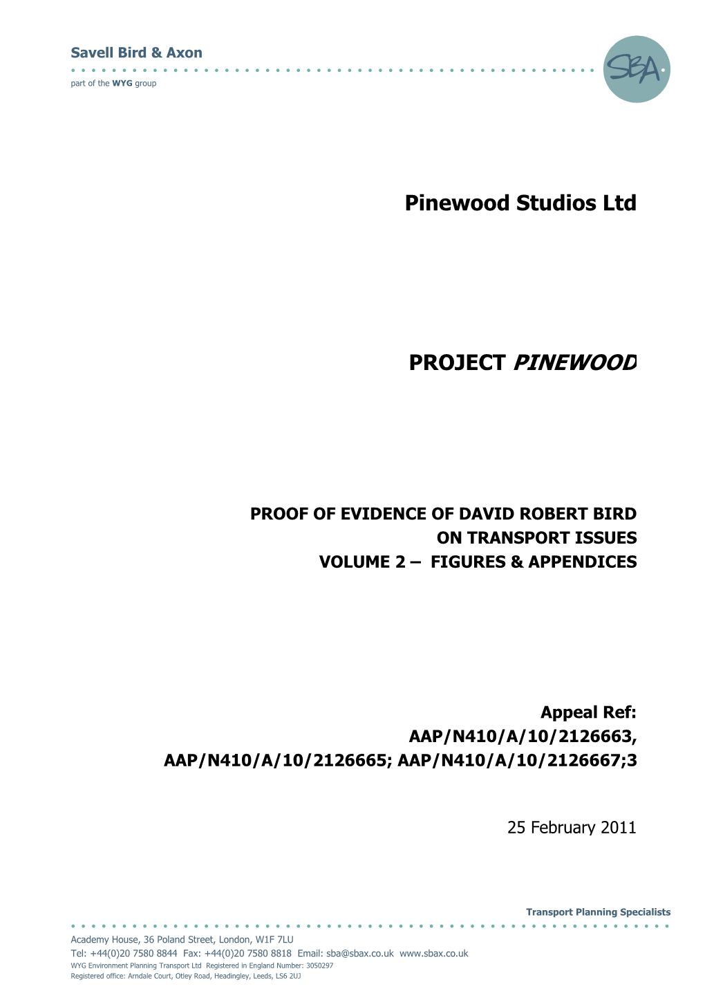 Pinewood Studios Ltd PROJECT PINEWOOD