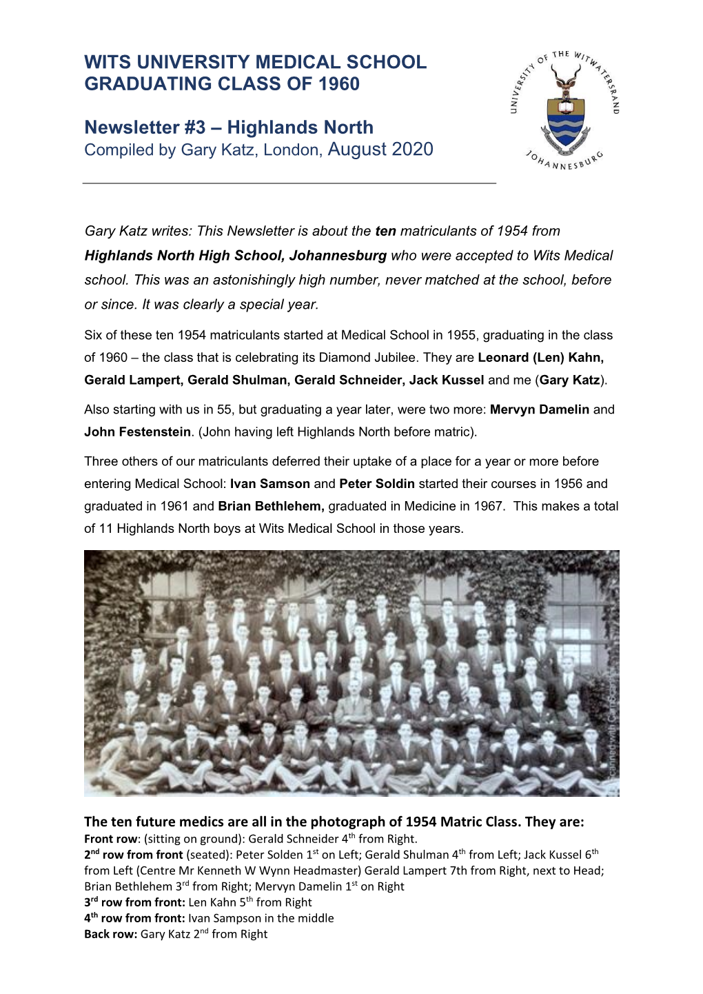 Med Class of 1960 Newsletter 3