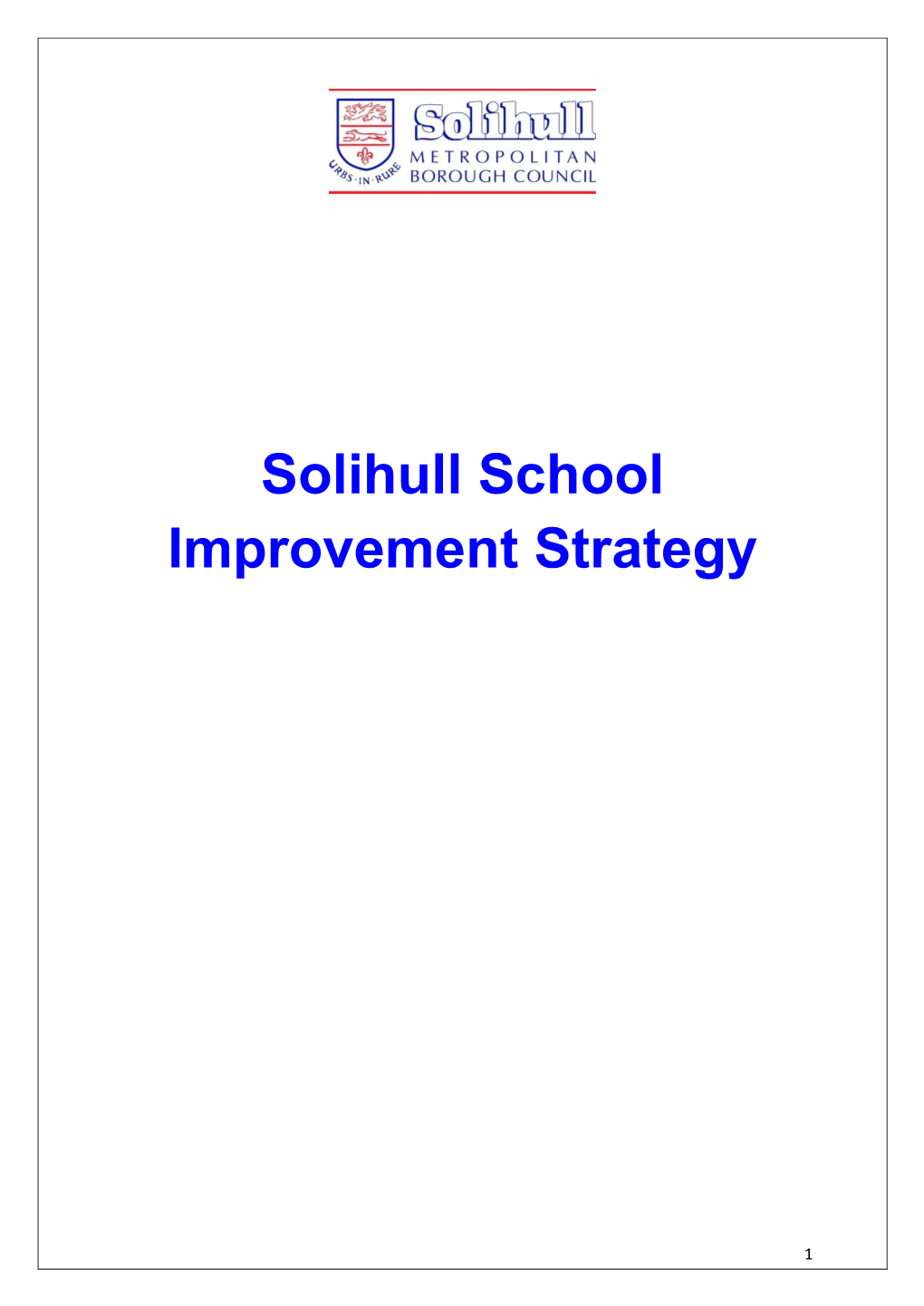Solihull School Improvement Strategy
