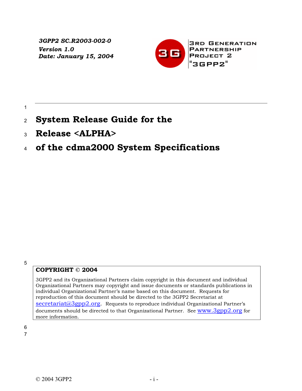 <ALPHA> of the Cdma2000 System Specifications