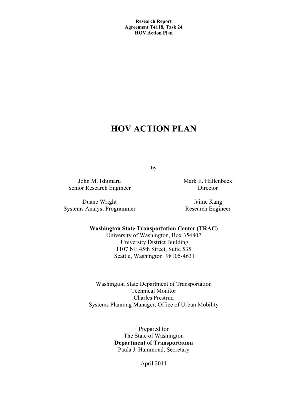 HOV Action Plan