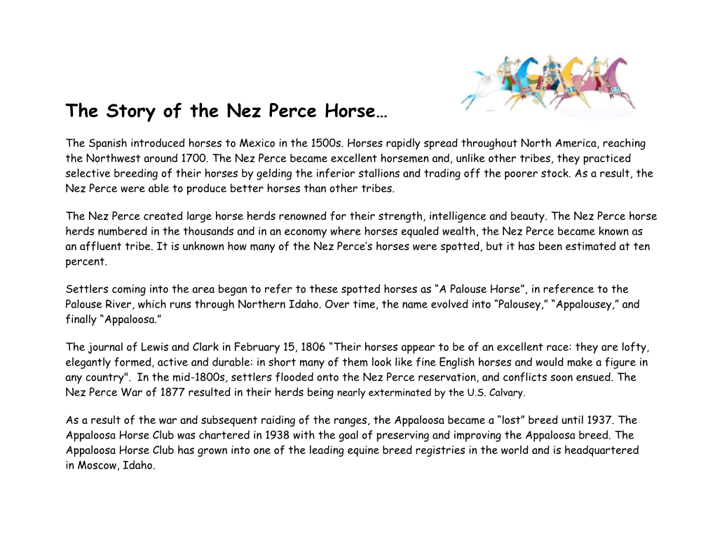 The Story of the Nez Perce Horse…