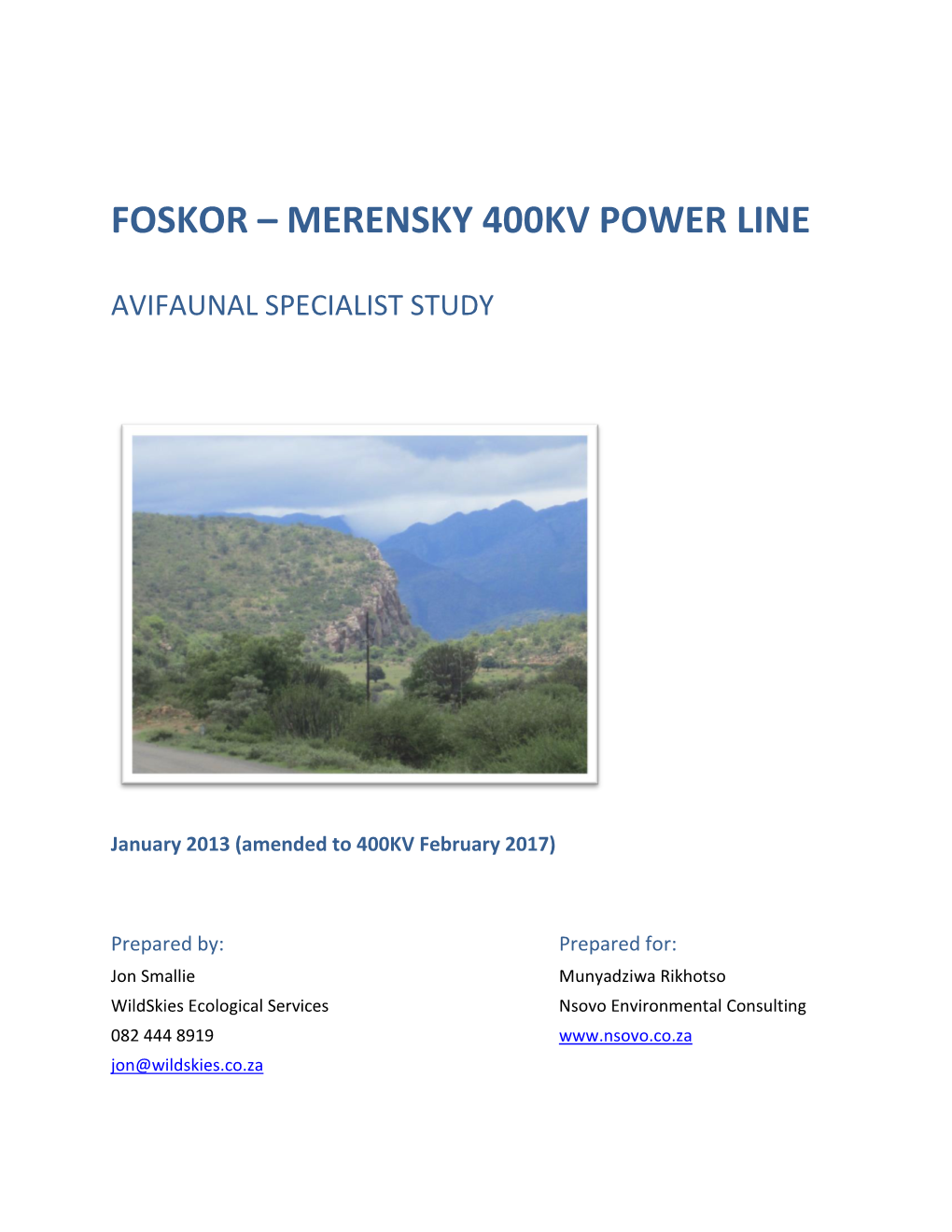 Foskor – Merensky 400Kv Power Line