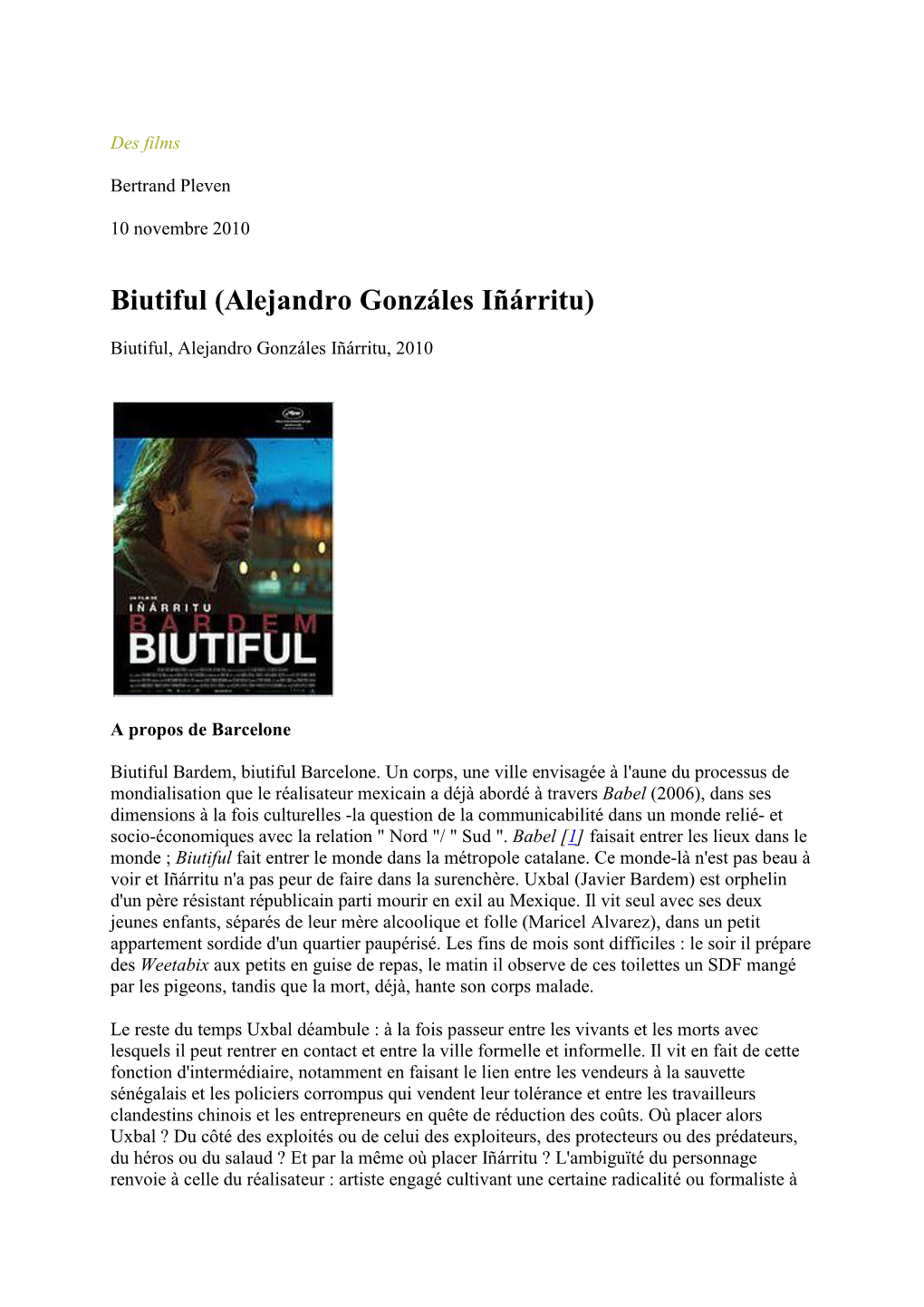 Biutiful (Alejandro Gonzáles Iñárritu)