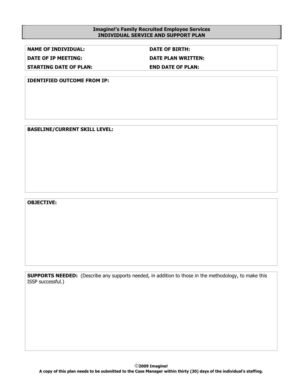 A Blank EH ISSP Form to Download, Be Completed and Submitted by the FRE