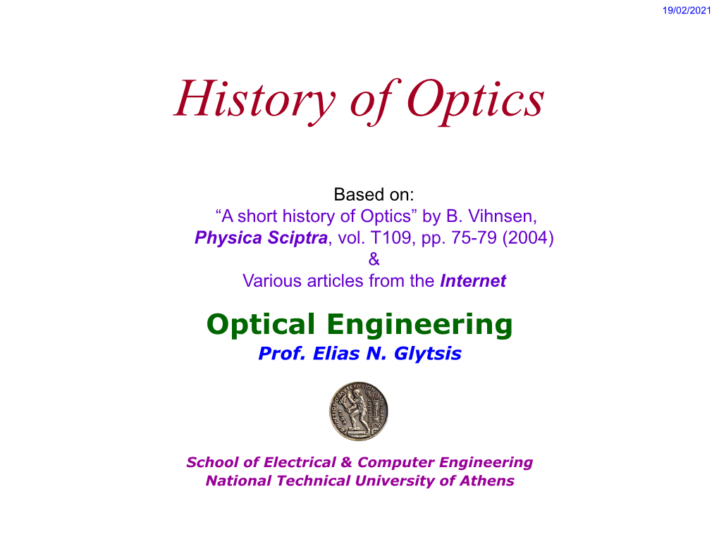 History of Optics