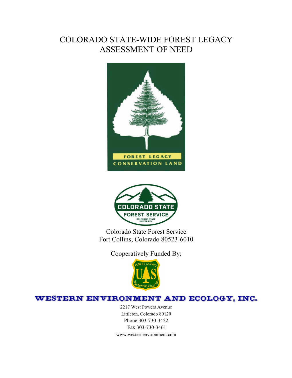 Colorado State-Wide Forest Legacy Assessment of Need