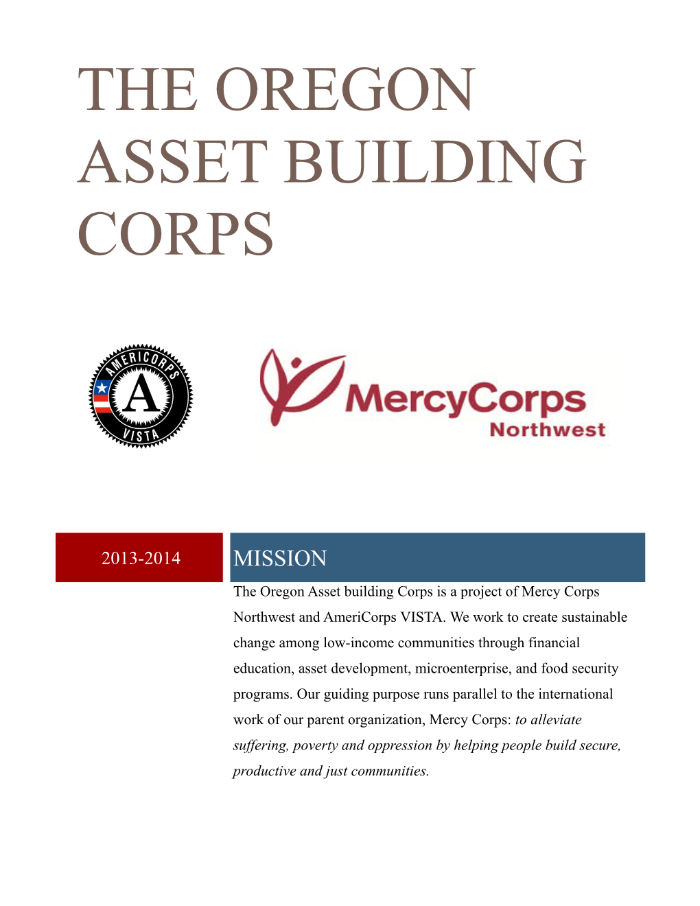 The Oregon Asset Building Corps