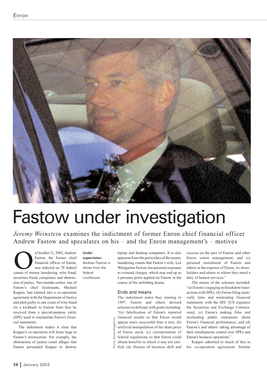 Fastow Under Investigation