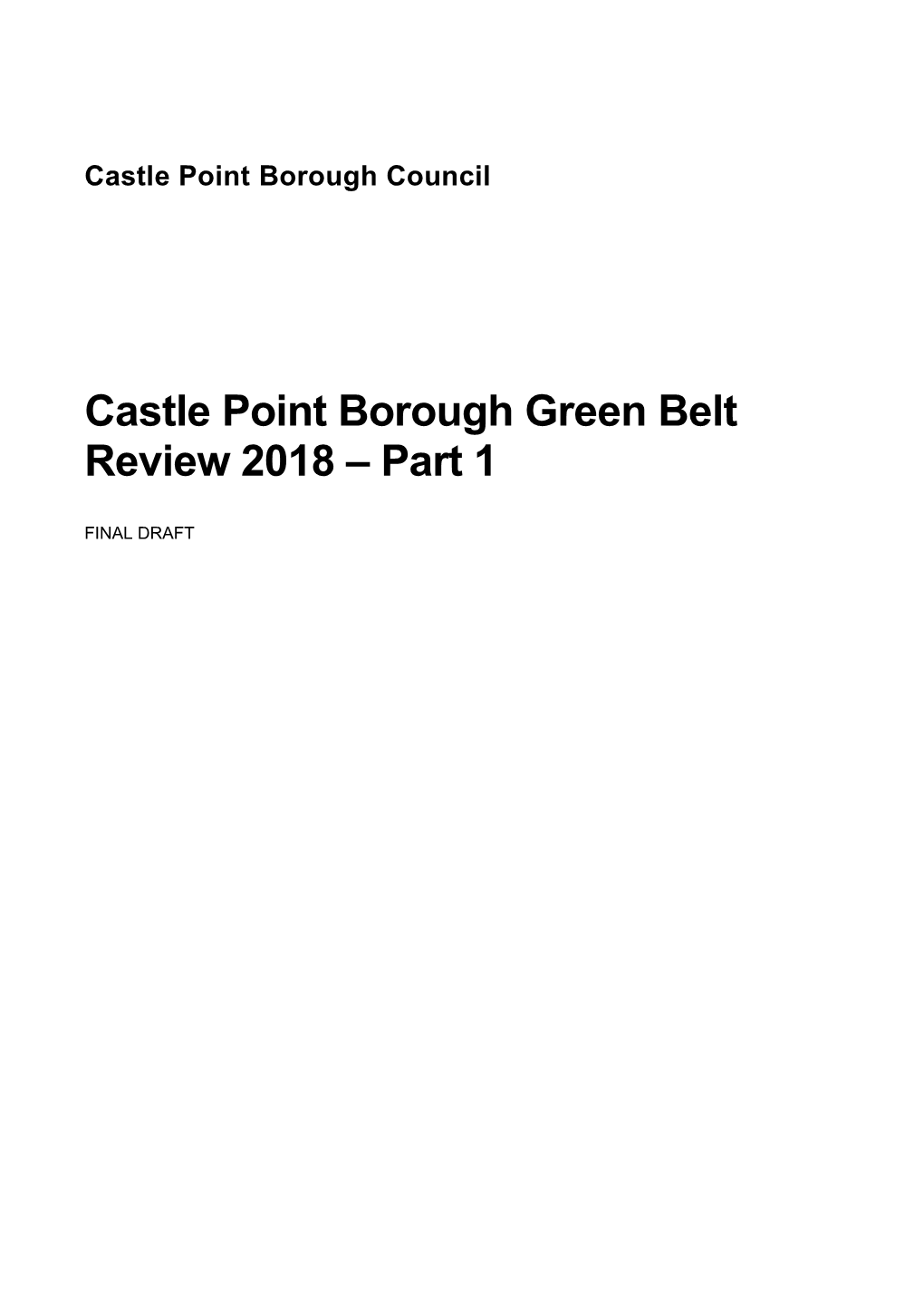 Castle Point Borough Green Belt Review 2018 – Part 1