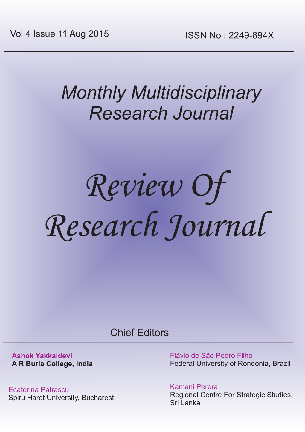 Monthly Multidisciplinary Research Journal