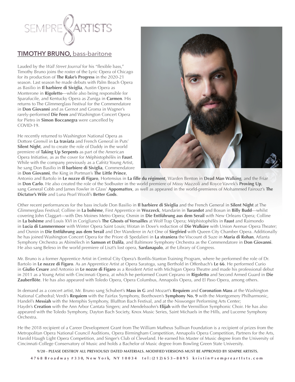 TIMOTHY BRUNO, Bass-Baritone