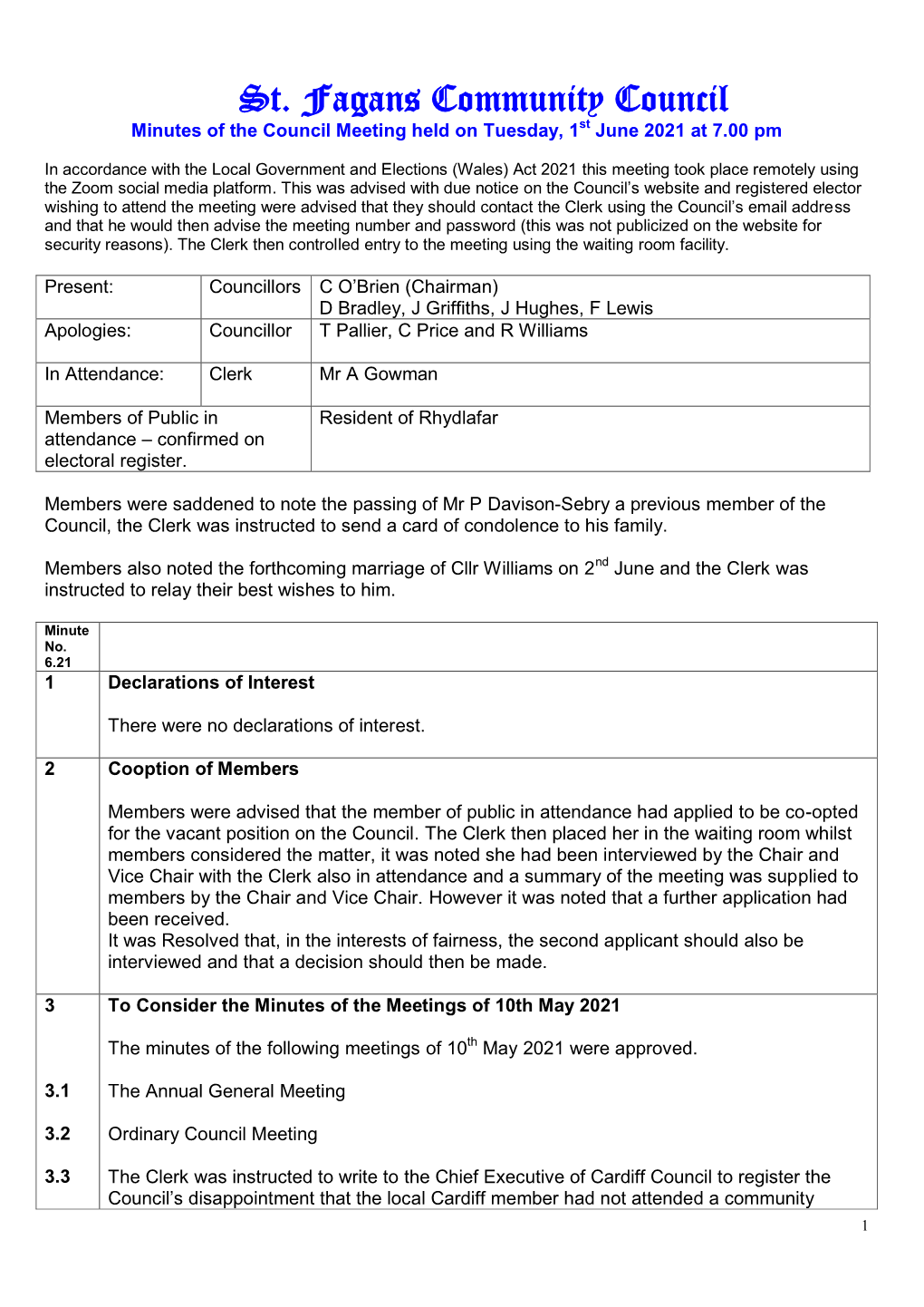 St Fagans Community Council