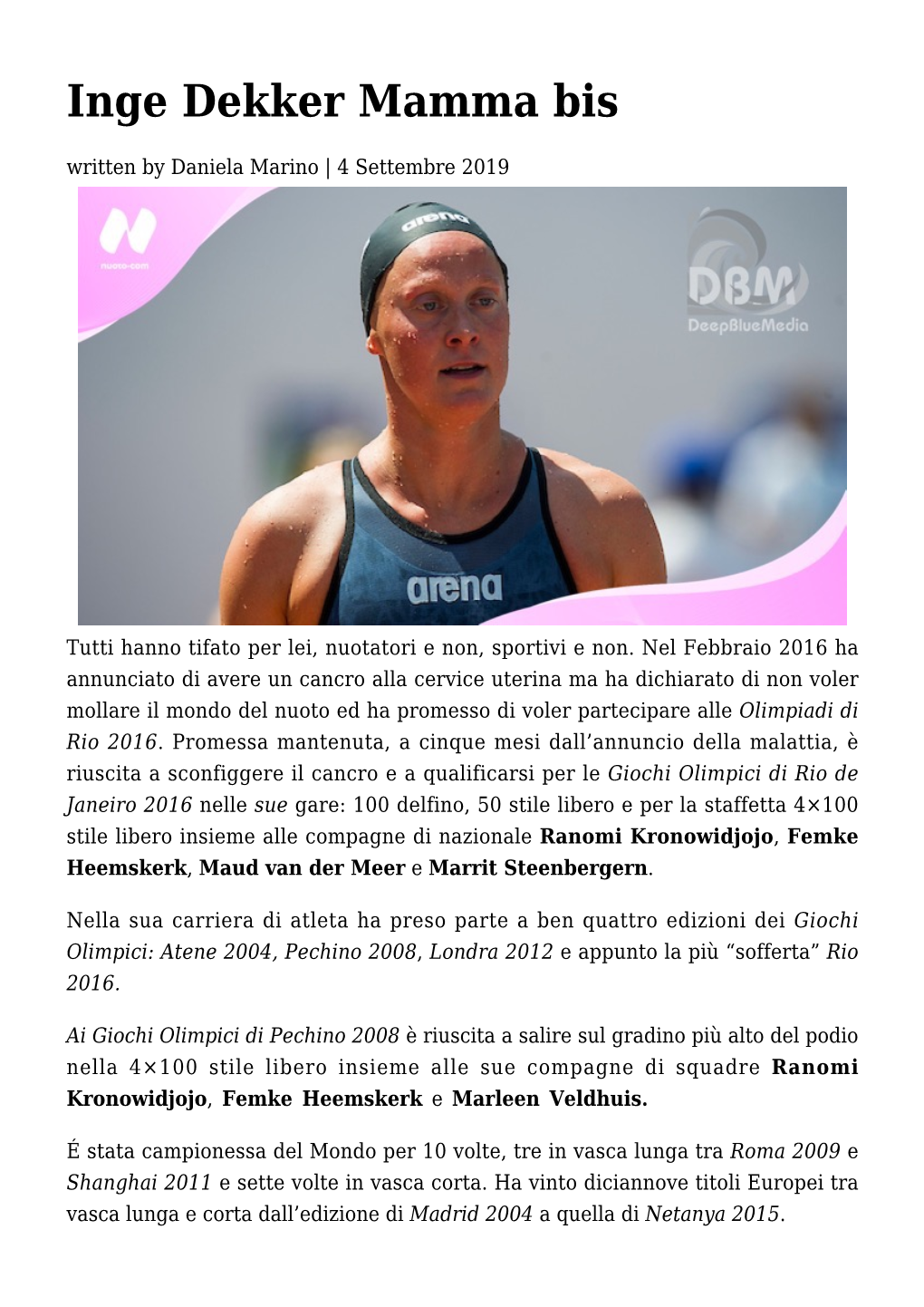 Inge Dekker Mamma Bis Written by Daniela Marino | 4 Settembre 2019