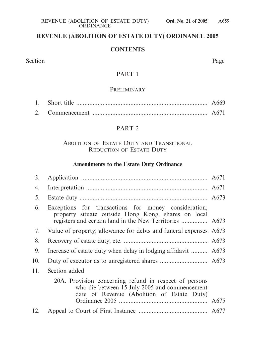 21 of 2005 A659 GPD ORDINANCE