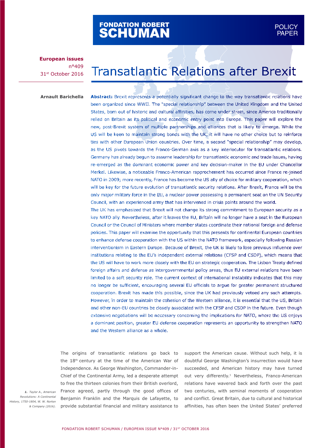 Transatlantic Relations After Brexit