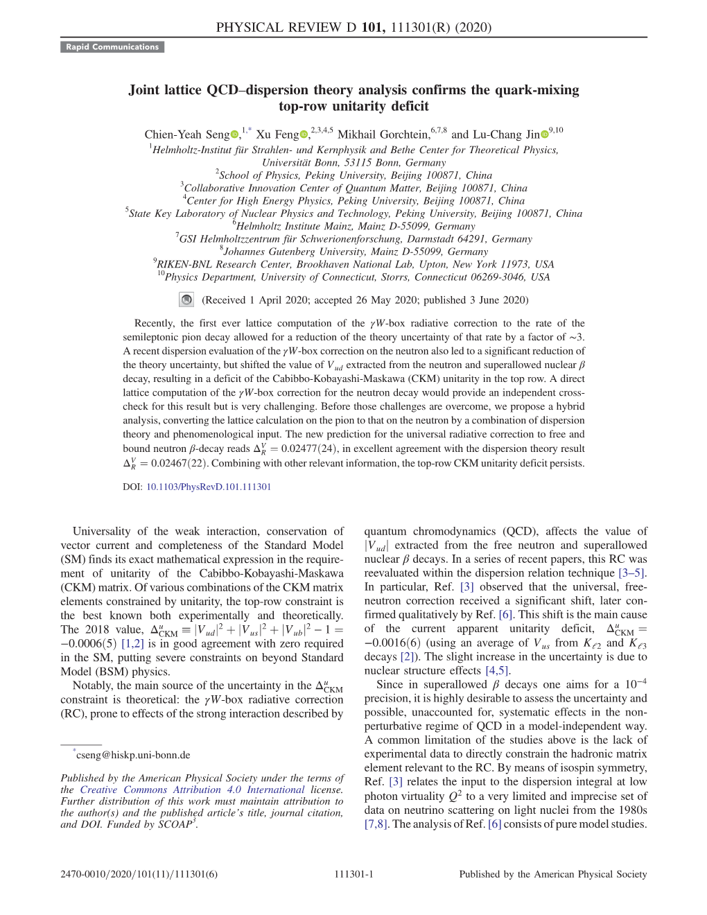 Joint Lattice QCD–Dispersion Theory Analysis Confirms the Quark-Mixing Top-Row Unitarity Deficit