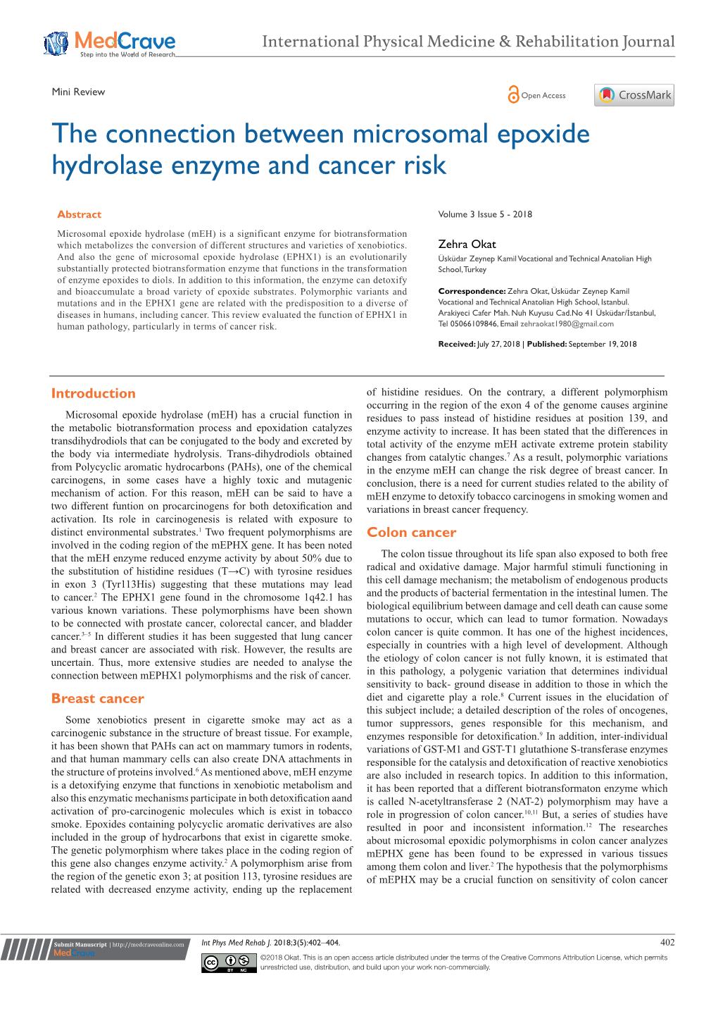 The Connection Between Microsomal Epoxide Hydrolase Enzyme and Cancer Risk