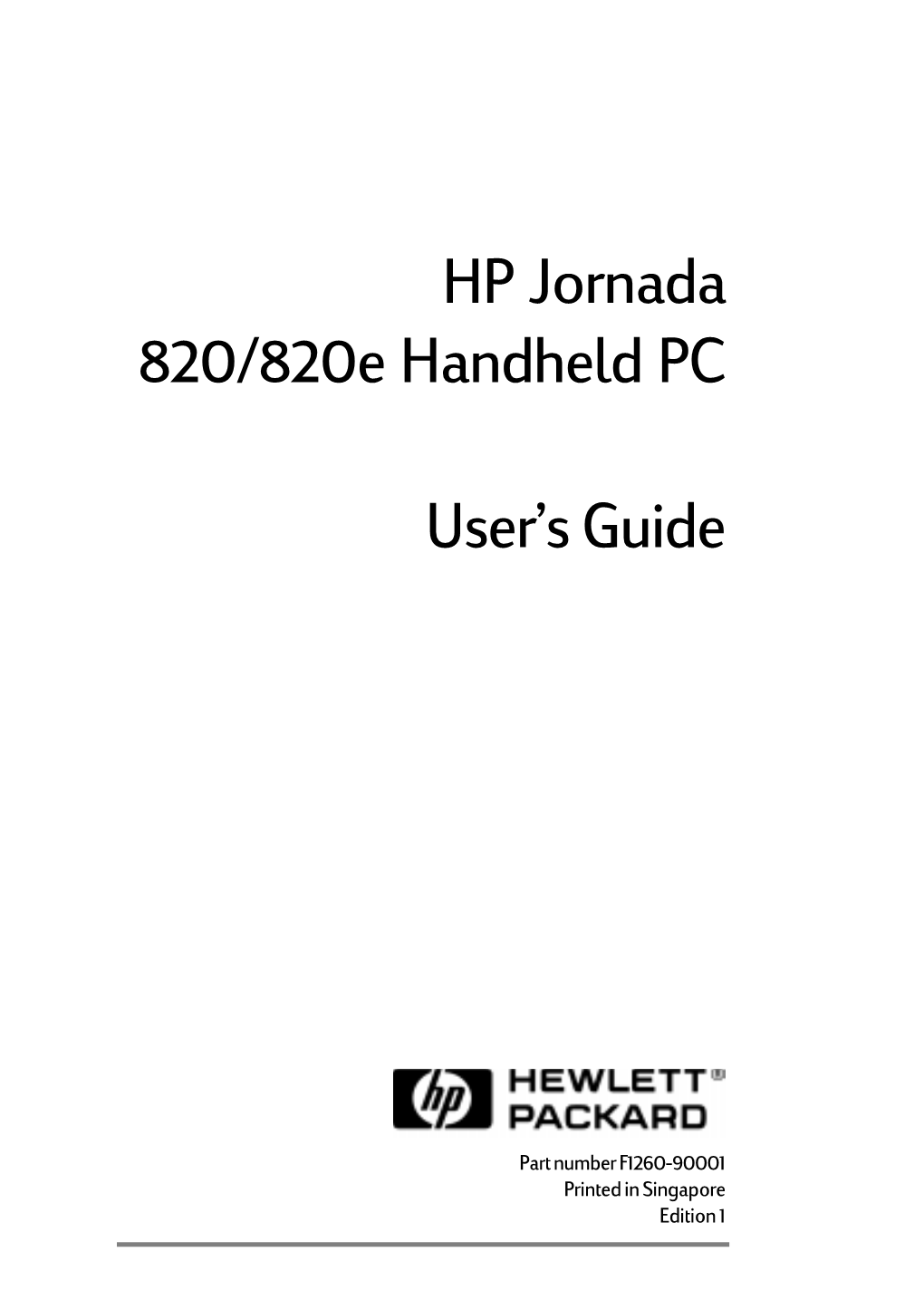 HP Jornada 820/820E Handheld PC User's Guide