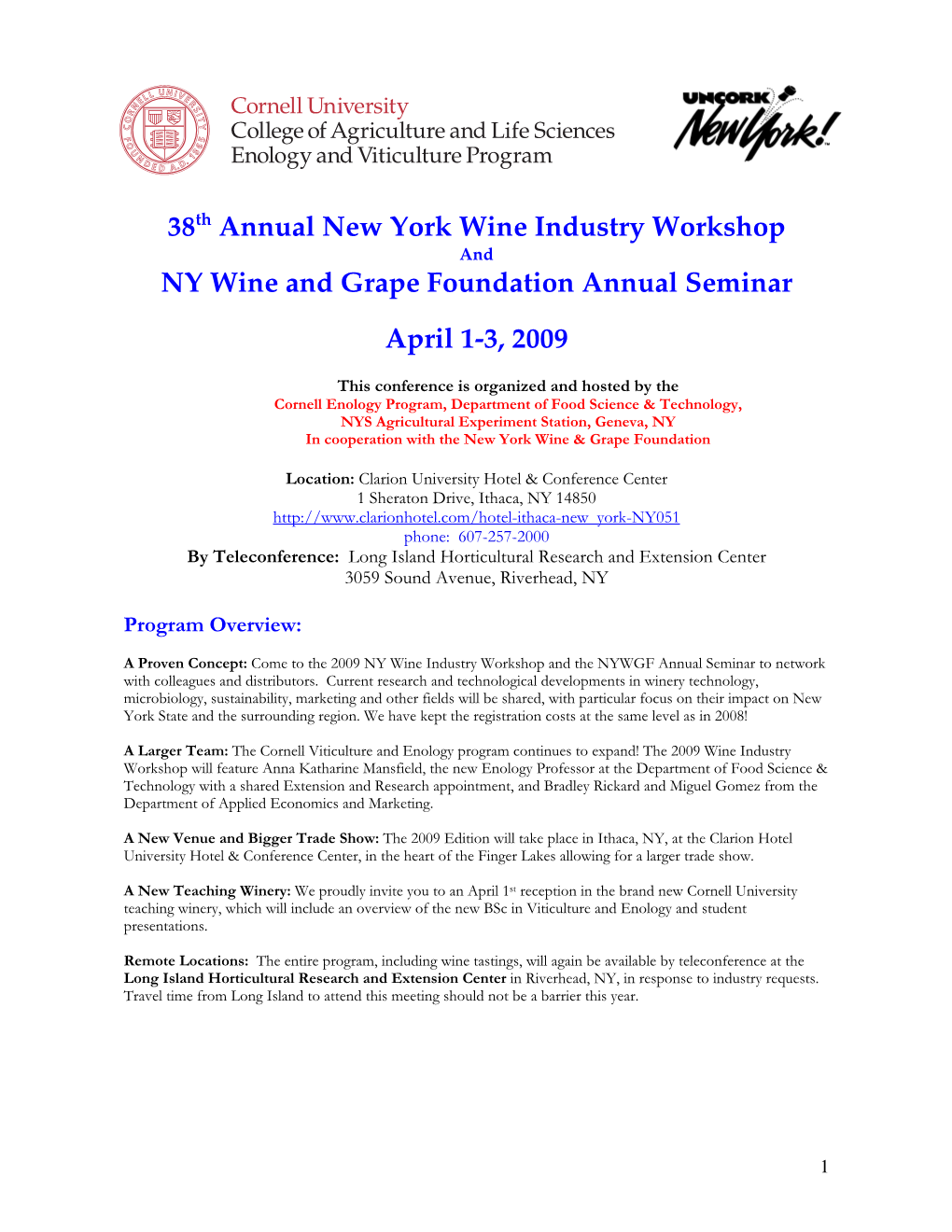 38Th Annual New York Wine Industry Workshop 2009