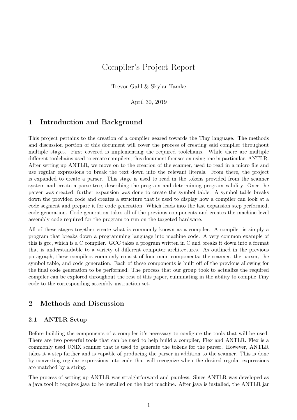Compiler's Project Report