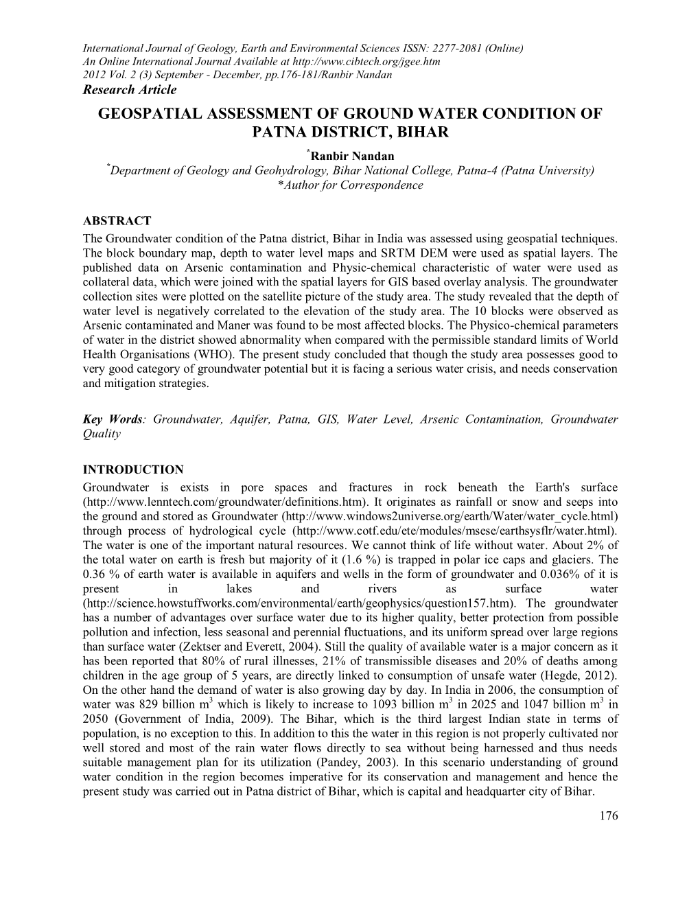 Geospatial Assessment of Ground Water Condition of Patna District, Bihar