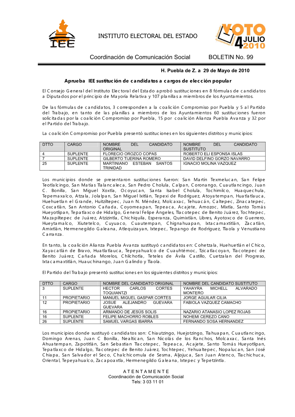 Coordinacin De Comunicacin Social BOLETIN No