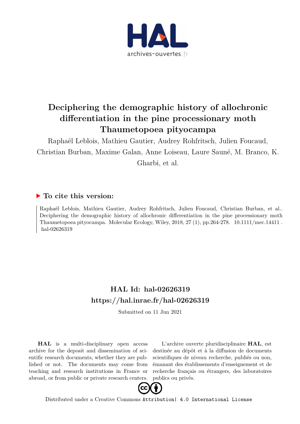 Deciphering the Demographic History of Allochronic Differentiation in The