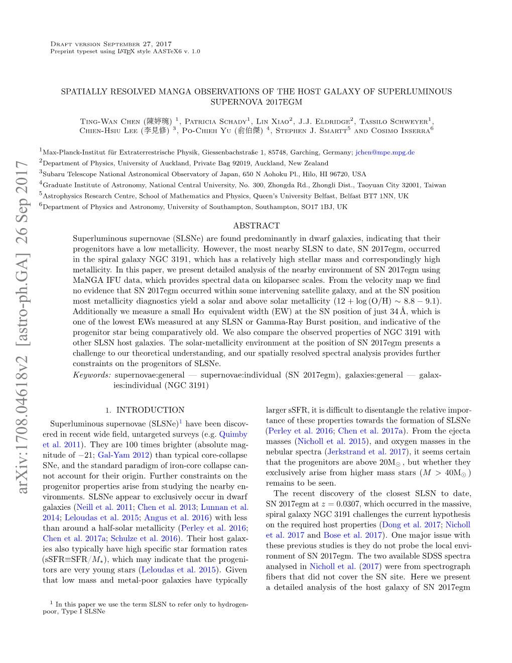 Spatially Resolved Manga Observations of the Host Galaxy of Superluminous Supernova 2017Egm