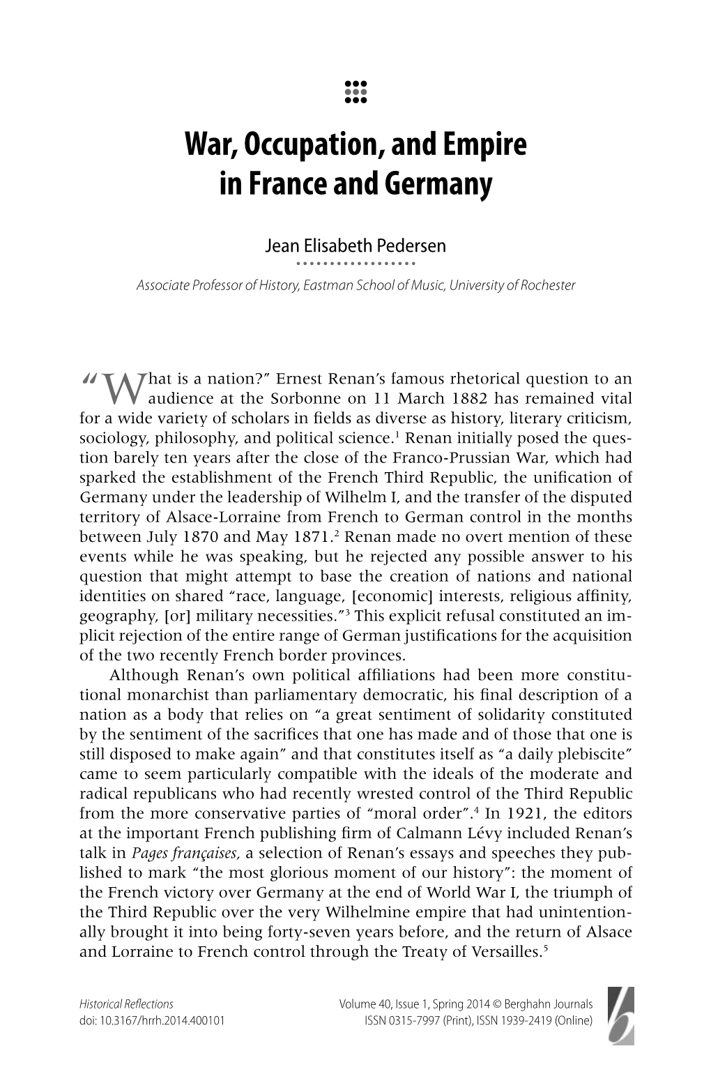 War, Occupation, and Empire in France and Germany