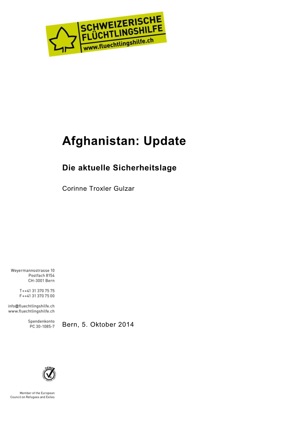 Afghanistan: Update