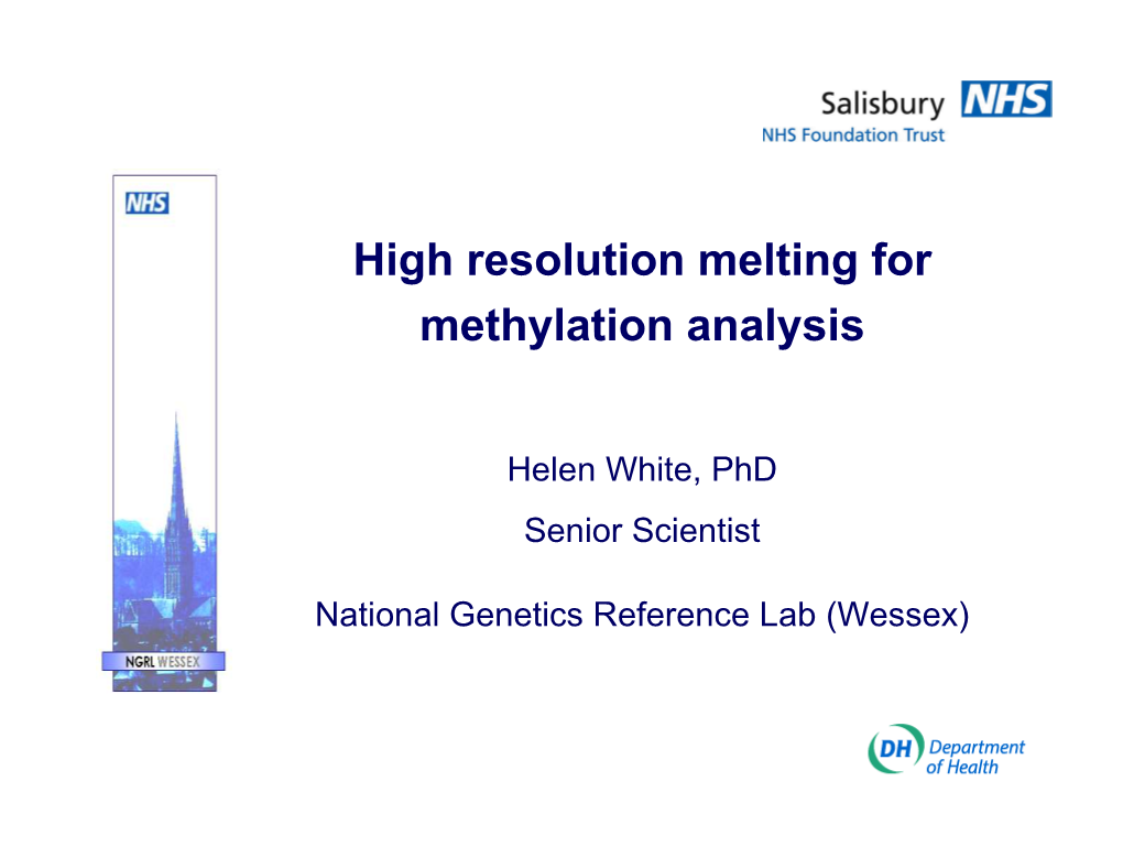 High Resolution Melting for Methylation Analysis