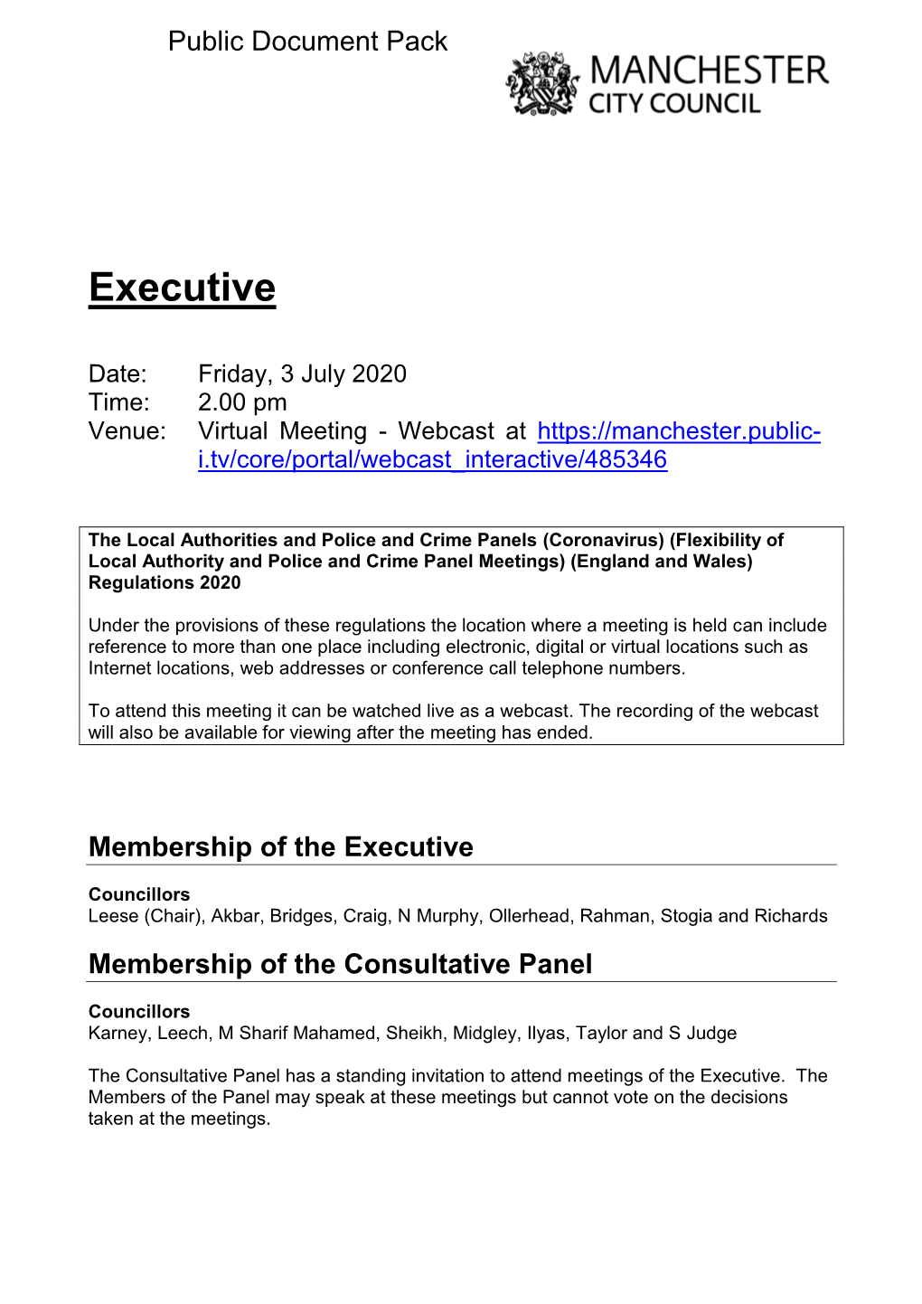 (Public Pack)Agenda Document for Executive, 03/07/2020 14:00