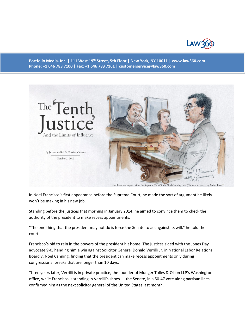 111 West 19Th Street, 5Th Floor | New York, NY 10011 | Phone: +1 646 783 7100 | Fax: +1 646 783 7161 | Customerservice@Law360.Com