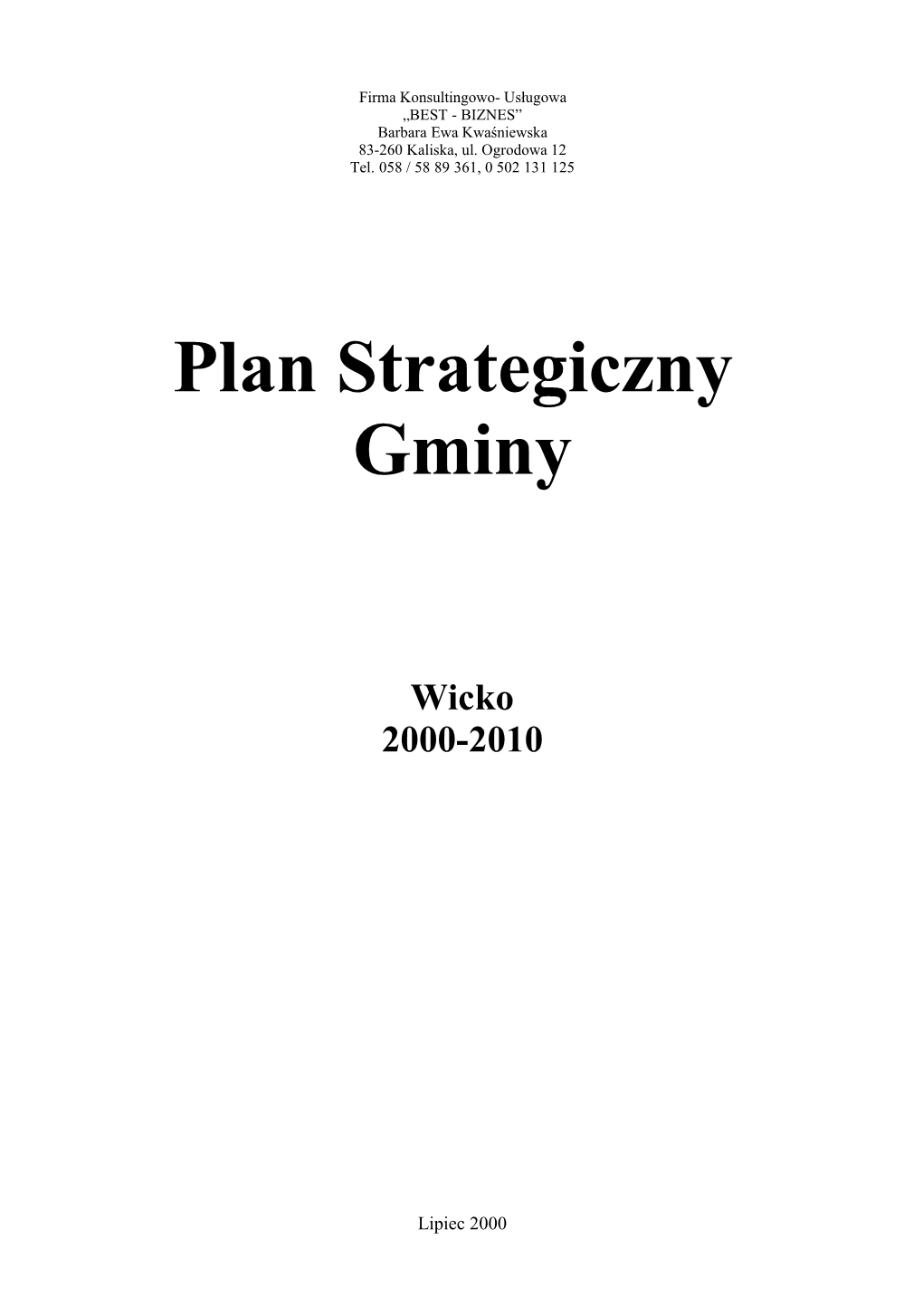 Plan Strategiczny Gminy