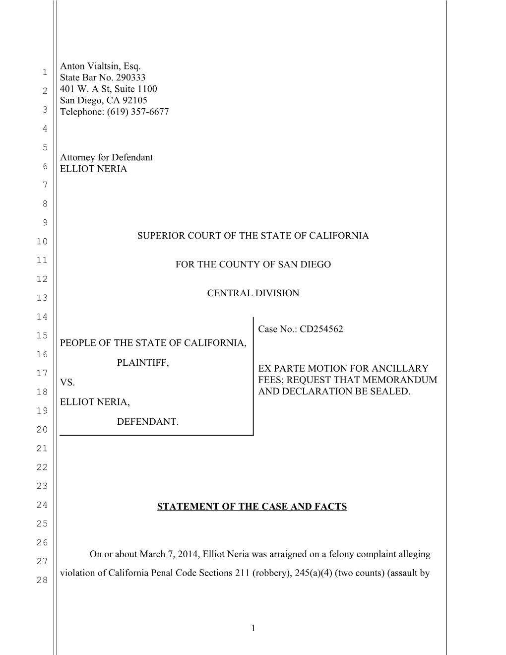 Legal Pleading Template: California Superior Court County of San Diego