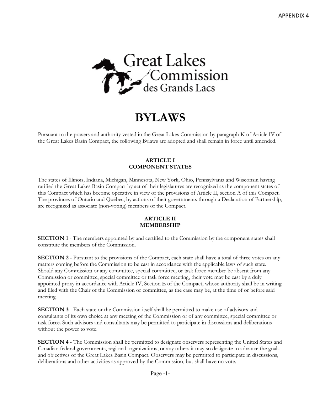 Great Lakes Commission Bylaws