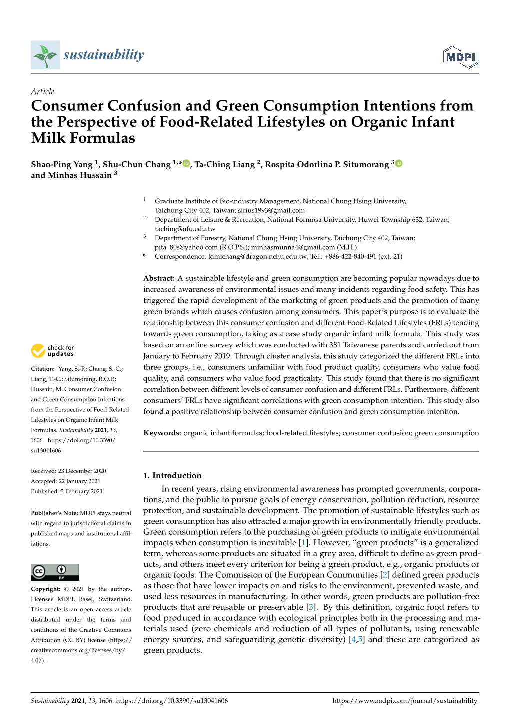 Consumer Confusion and Green Consumption Intentions from the Perspective of Food-Related Lifestyles on Organic Infant Milk Formulas