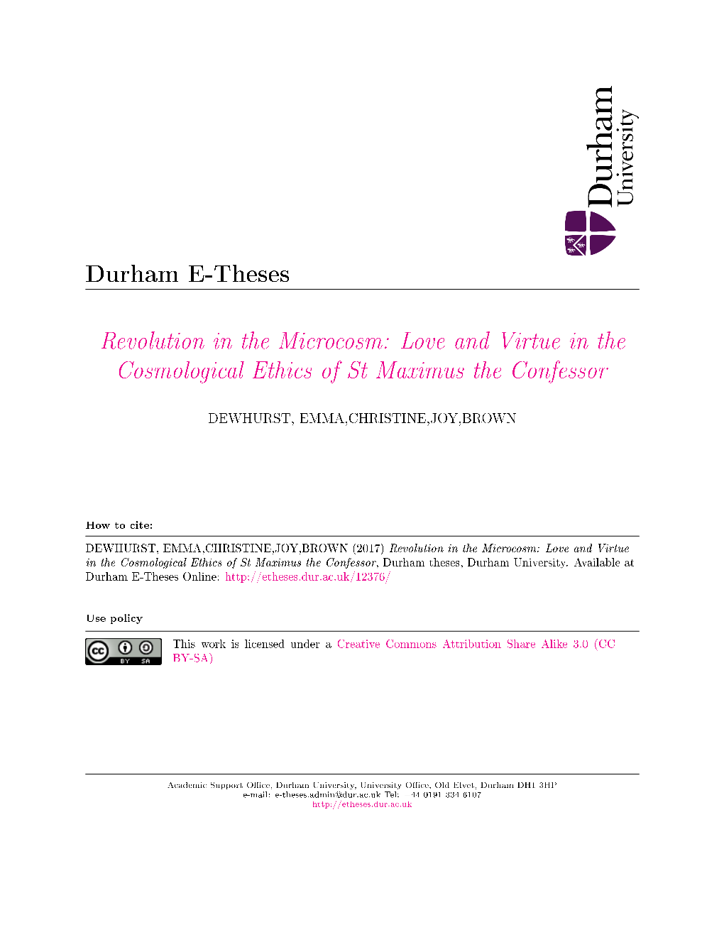 Love and Virtue in the Cosmological Ethics of St Maximus the Confessor