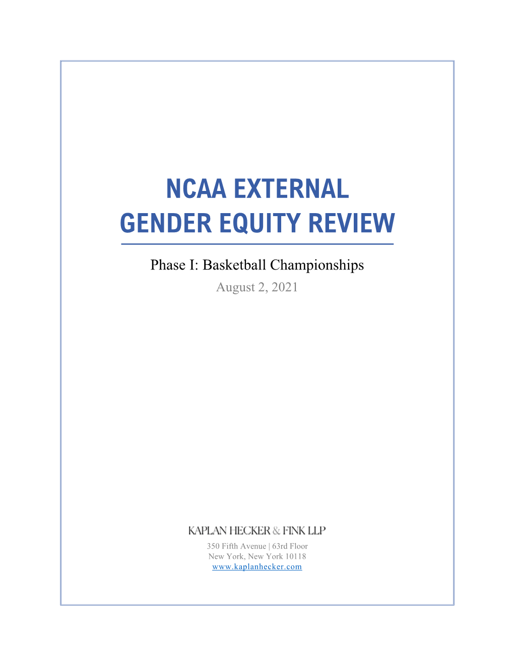 Ncaa External Gender Equity Review